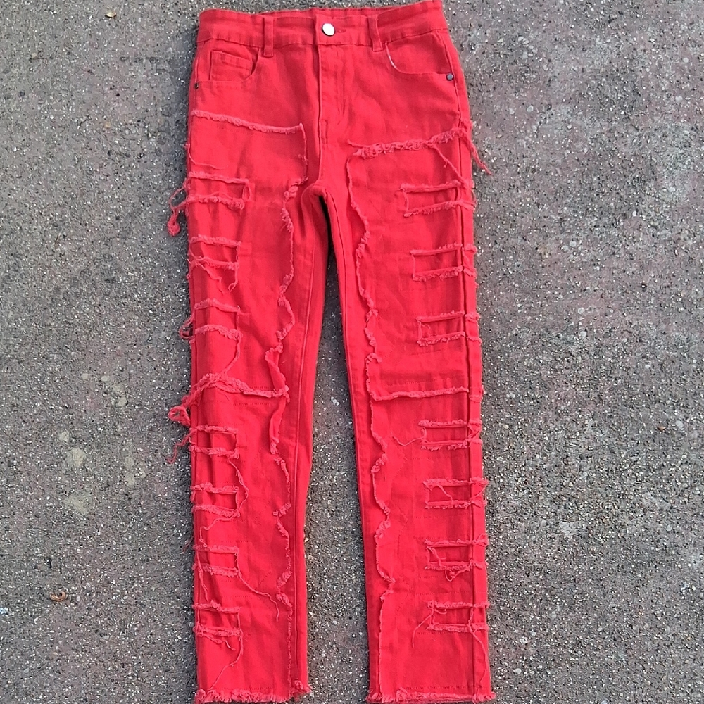 Vibrant Red Denim Jeans